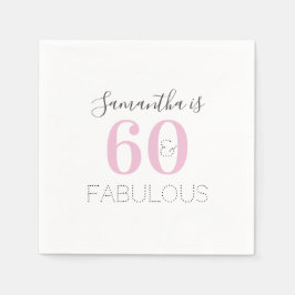 Servilleta De Papel Personalizado 60 y fabuloso cumpleaños rosa modern