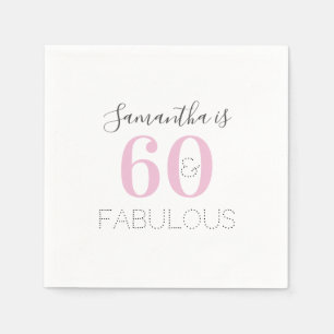 Servilleta De Papel Personalizado 60 y fabuloso cumpleaños rosa modern
