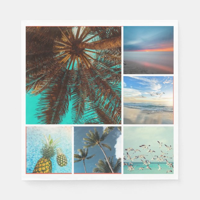 Servilleta De Papel Personalizado 6 Collage de fotos Napkin de papel p (Anverso)