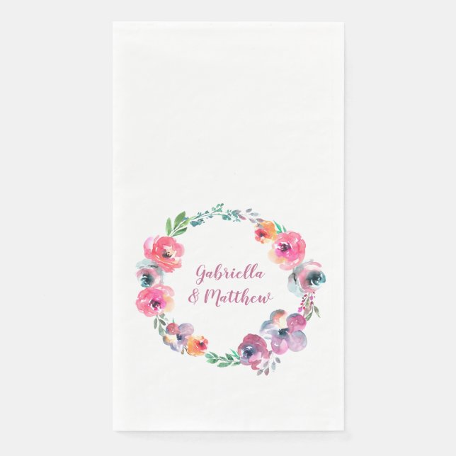 Servilleta De Papel Personalizado acuarela Flores de elegante matrimon (Anverso)