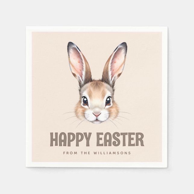 Servilleta De Papel Personalizado acuarela moderna linda conejo de Pas (Anverso)