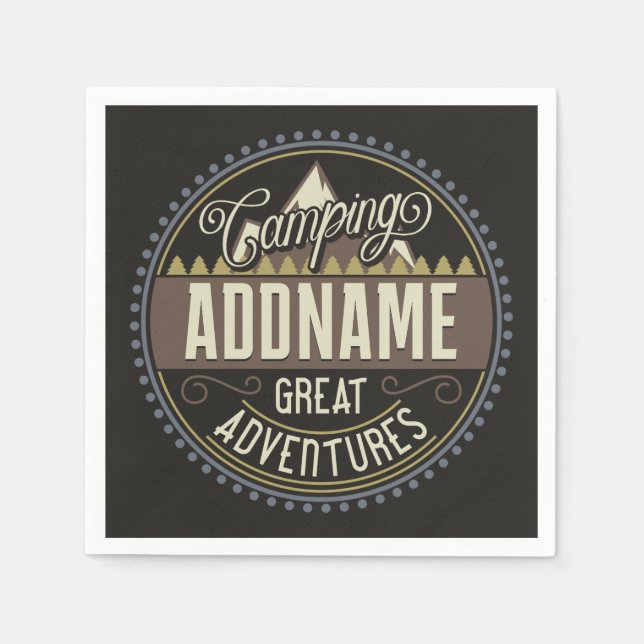 Servilleta De Papel Personalizado AGREGAR NOMBRE Familia Camping Reuni (Anverso)