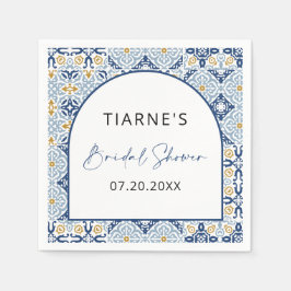 Servilleta De Papel Personalizado Amalfi Amarillo Azul Tile Bridal