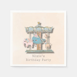 Servilleta De Papel Personalizado Animales Carousel Birthday Party