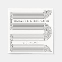 Servilleta De Papel Personalizado Arch Black White Lines Boda de nombr