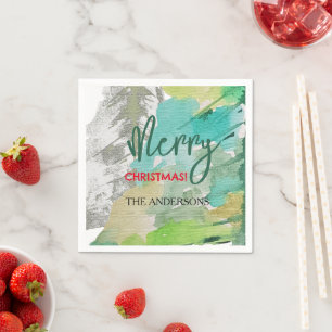 Servilleta De Papel Personalizado Arte de acuarela de árbol de Navidad