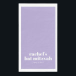 Servilleta De Papel Personalizado Audaz Tipografía Lavanda Moderna Bat<br><div class="desc">Tipografía audaz personalizado en lavanda y toallas de papel Mitzvah blanco moderno</div>