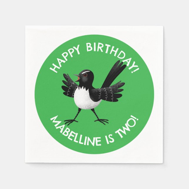 Servilleta De Papel Personalizado australiano Willie Wagtail (Anverso)