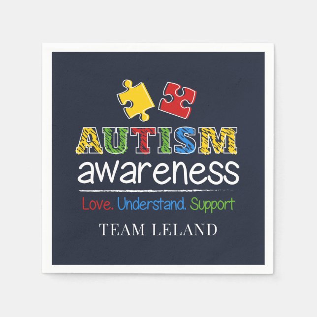 Servilleta De Papel Personalizado Autismo Conciencia Amor Comprender A (Anverso)