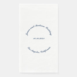 Servilleta De Papel Personalizado azul marino blanco curvo Nombre boda
