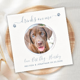 Servilleta De Papel Personalizado azul moderno Mascota foto Boda de p