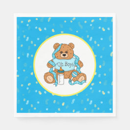Servilleta De Papel Personalizado azul y amarillo Teddy Bear Baby Show