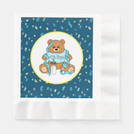 Servilleta De Papel Personalizado azul y amarillo Teddy Bear Baby Show