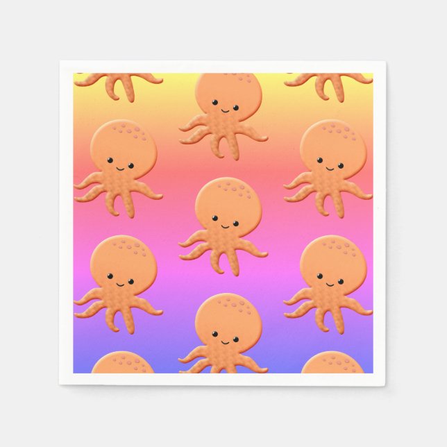 Servilleta De Papel Personalizado Baby Octopus Napkins (Anverso)