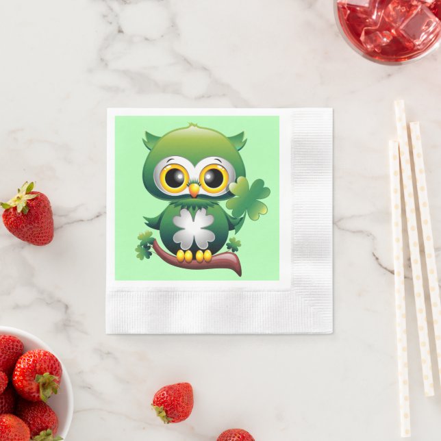Servilleta De Papel Personalizado Baby Owl St Patrick Paddy (In situ)