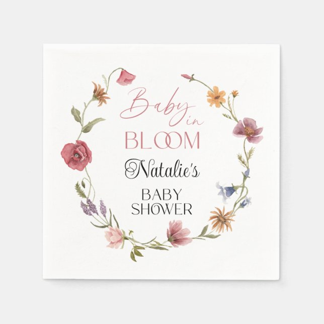 Servilleta De Papel Personalizado Baby Shower Paper Napkins Wildflower (Anverso)