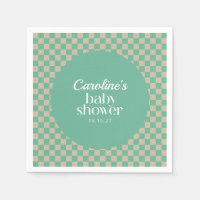 Personalizado Baby Shower Retro Checkerboard Mint 