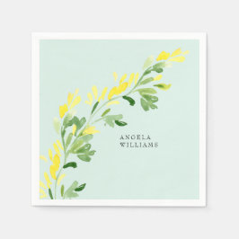 Servilleta De Papel Personalizado Baby Shower Sweet Mint Yellow Wildfl