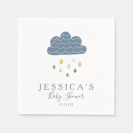 Servilleta De Papel Personalizado Baby Shower Whimsical Cloud Raindrop