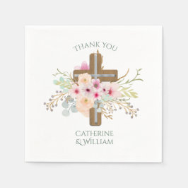 Servilleta De Papel Personalizado Baptism Communion Confirmation Flora