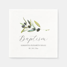 Servilleta De Papel Personalizado Baptism Napkins Simple Olive Branch