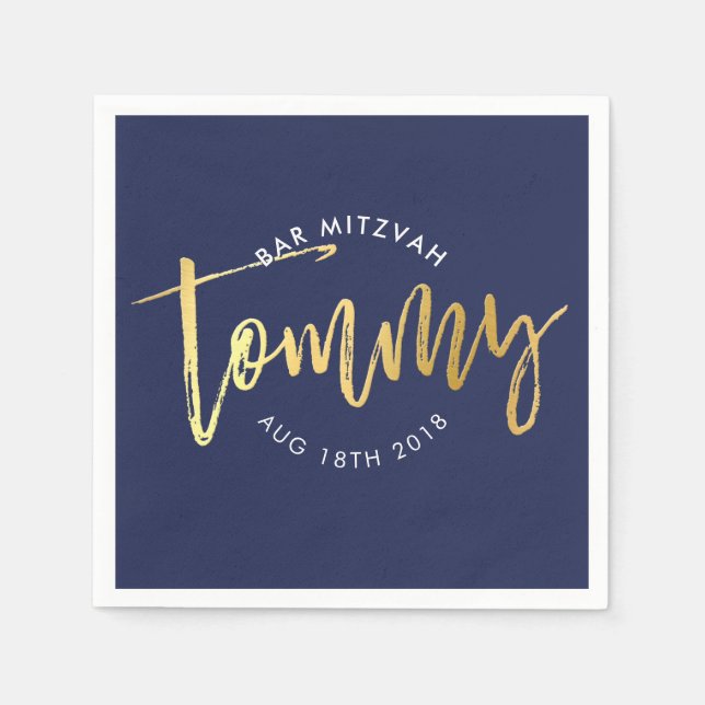 Servilleta De Papel PERSONALIZADO Bar Mitzvah almuerzo para la marina  (Anverso)