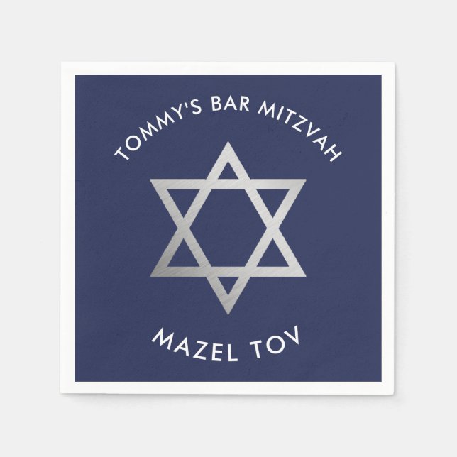 Servilleta De Papel PERSONALIZADO Bar Mitzvah mazel tov estrella marin (Anverso)
