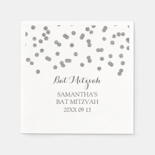 Servilleta De Papel Personalizado Bat Mitzvah Napkin Mint Silver Confe