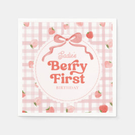 Servilleta De Papel Personalizado Berry First Birday Party