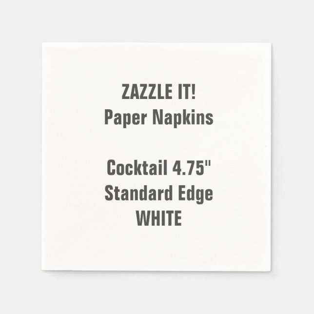 Servilleta De Papel Personalizado BLANCO Cocktail Paper Napkins Blank (Anverso)