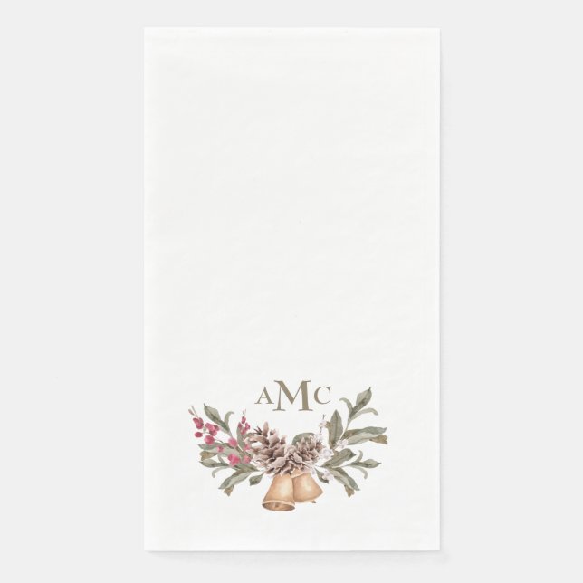 Servilleta De Papel Personalizado blanco Navidades en monogramos festi (Anverso)