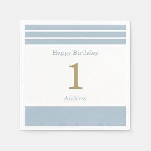 Servilleta De Papel Personalizado Blue Stripes Baby Boy Napkins
