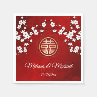 Personalizado Boda chino de oro con flores de cere