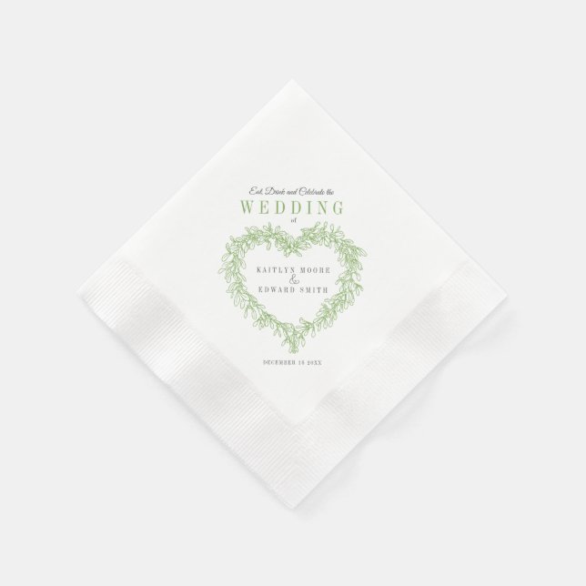 Servilleta De Papel Personalizado boda de arte de línea Mistletoe (Borde)