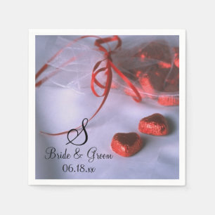 Servilleta De Papel Personalizado Boda de chocolate Corazones Monogram