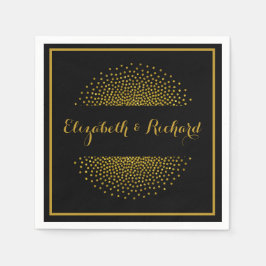 Servilleta De Papel Personalizado Boda de confetti de Black and Gold P