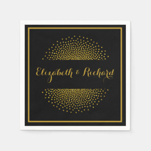 Servilleta De Papel Personalizado Boda de confetti de Black and Gold P