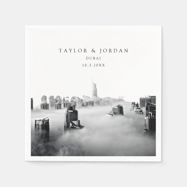 Servilleta De Papel Personalizado Boda de Dubai Foto Cocktail Napkins (Anverso)