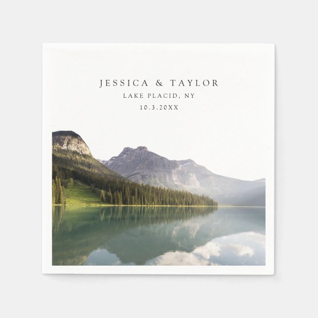 Servilleta De Papel Personalizado Boda de Lake Placid Fotografía Cockt (Anverso)