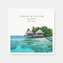 Servilleta De Papel Personalizado Boda de Maldivas Foto Cocktail Napki