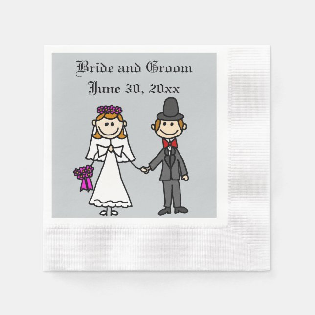 Servilleta De Papel Personalizado Boda de Novia y Groom (Anverso)