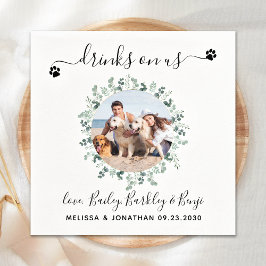 Servilleta De Papel Personalizado Boda de perro Foto Cóctel