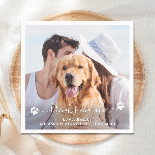 Servilleta De Papel Personalizado Boda de perro Foto Cóctel (Subido por el creador)