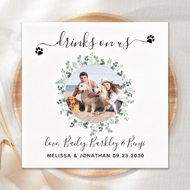 Servilleta De Papel Personalizado Boda de perro Foto Cóctel (Subido por el creador)