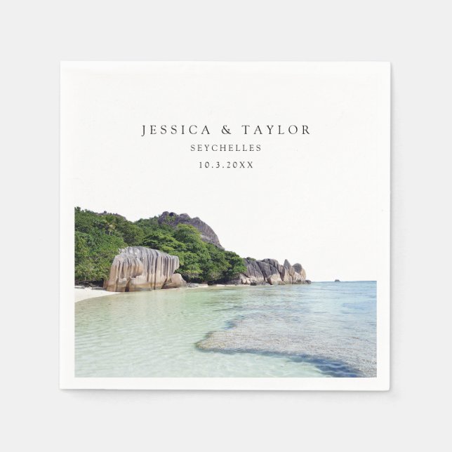 Servilleta De Papel Personalizado Boda de Seychelles Photo Cocktail Na (Anverso)