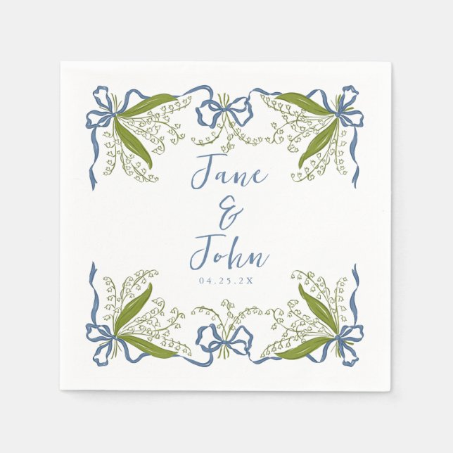 Servilleta De Papel Personalizado Boda floral francés Napkins (Anverso)