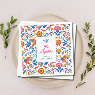 Servilleta De Papel Personalizado Boda Monograma de Arte Folclórico Fi