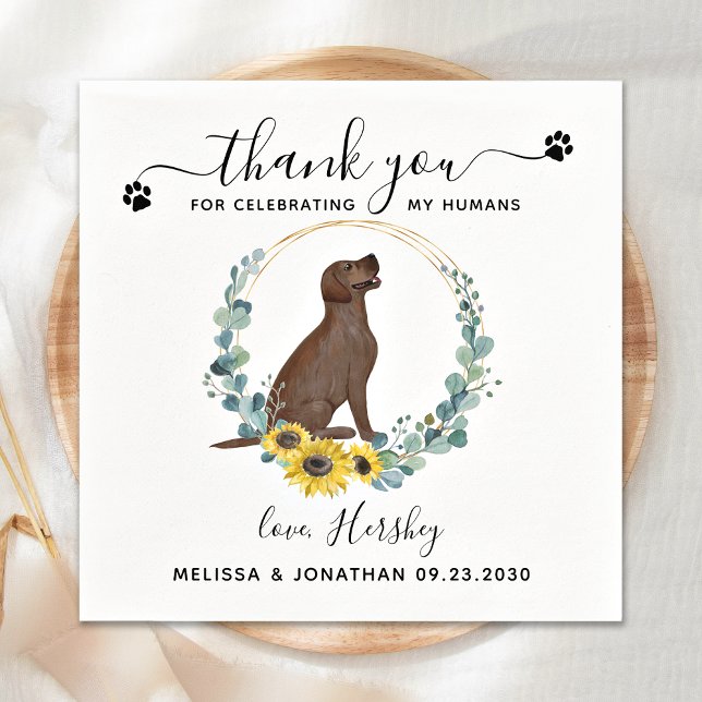 Servilleta De Papel Personalizado Boda Perro Gracias Labrador Cocktail (Subido por el creador)