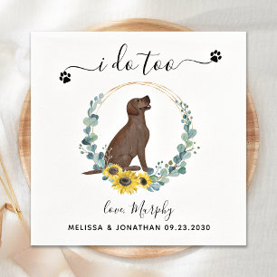 Servilleta De Papel Personalizado Boda Perro Yo También Labrador Cócte