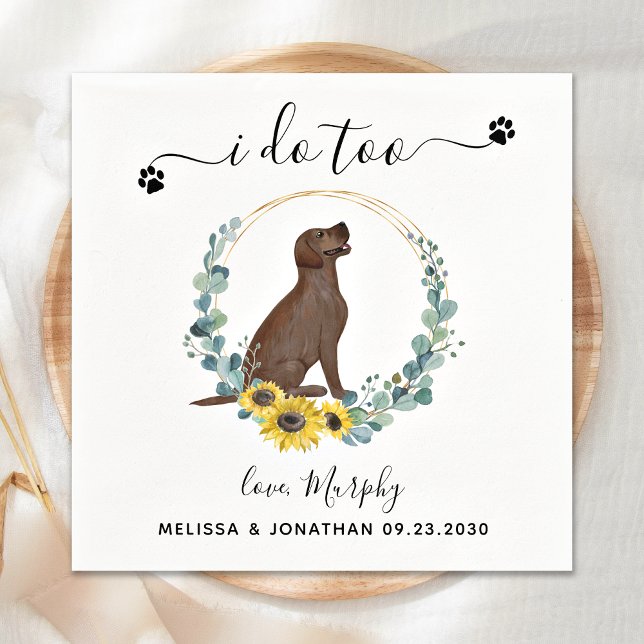 Servilleta De Papel Personalizado Boda Perro Yo También Labrador Cócte (Subido por el creador)